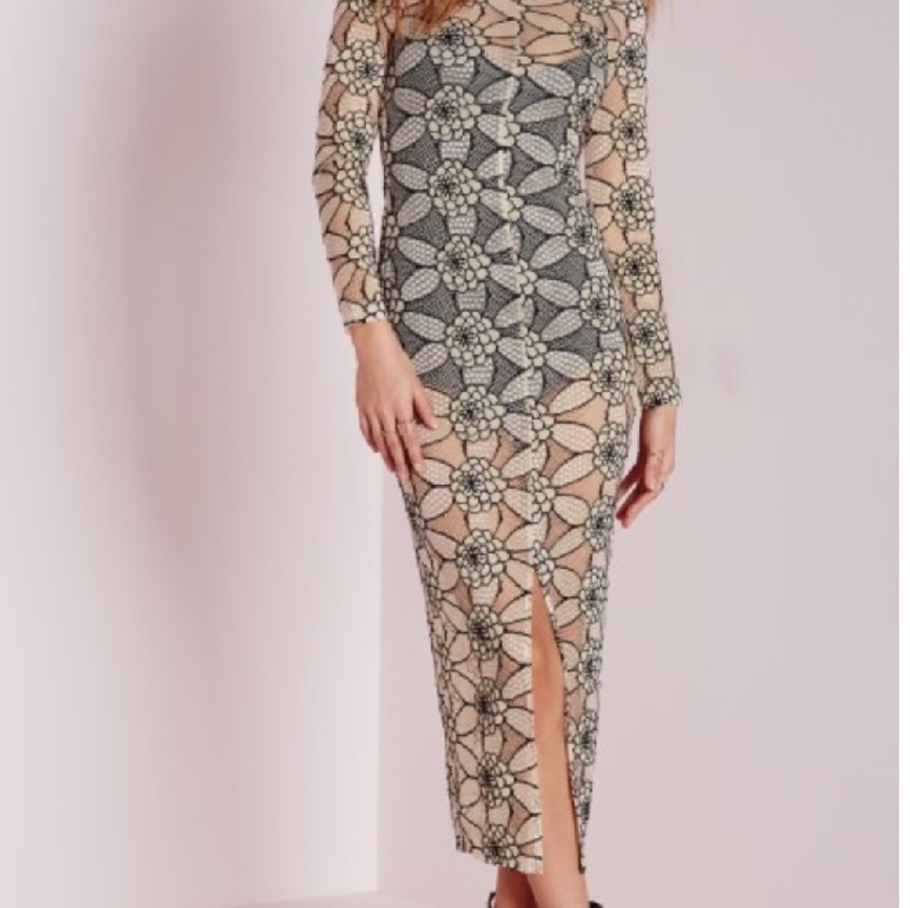 Missguided Sleeveless Halter Floral Lace See Thru